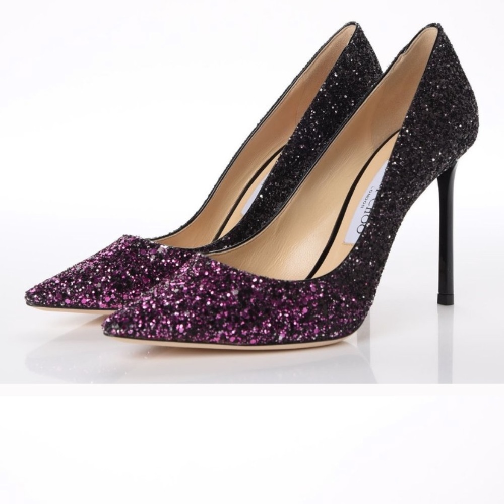 Jimmy choo Romy pink black coarse glitter